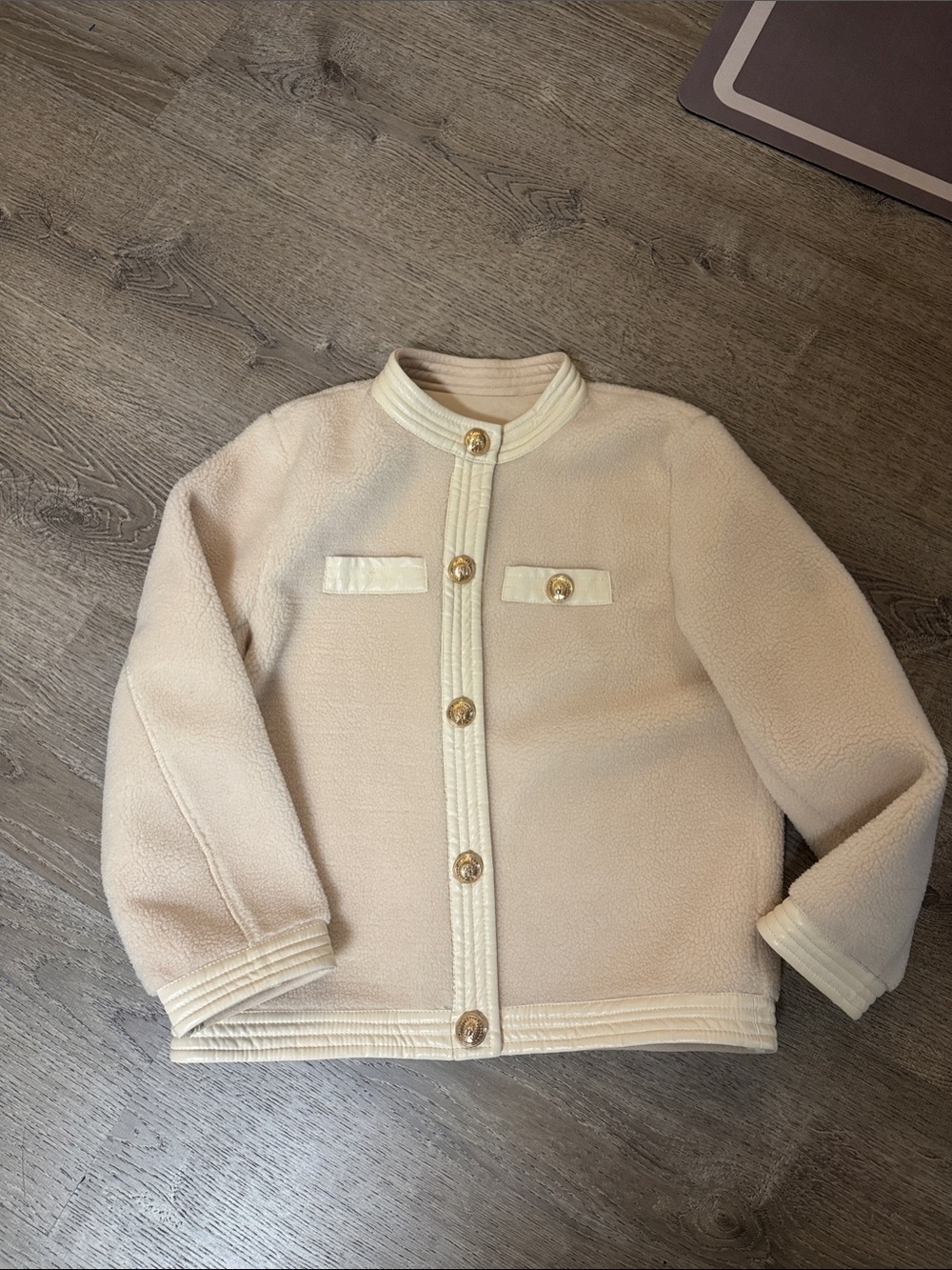 Free with 100 purchases - Cream Textured Button Front Jacket